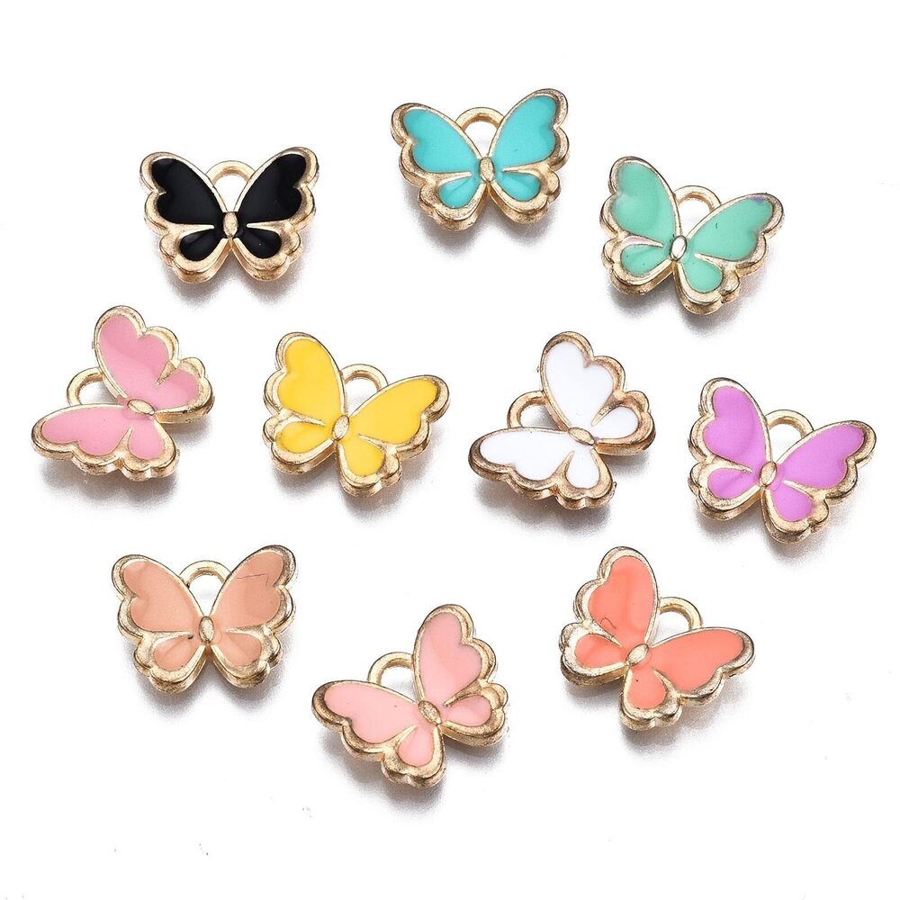 8112 100 pcs Colorful Spring Butterfly Theme Alloy Enamel Charms Lovely